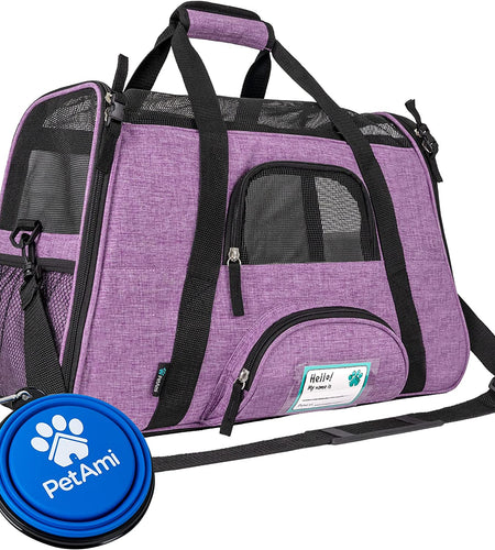 Airline Approved Pet Carrier for Cat, Soft Sided Dog Carrier for Small Dog, Cat Travel Supplies Accessories for Indoor Cat, Ventilated Pet Carrying Bag Medium Kitten Puppy, Large Heather Purple