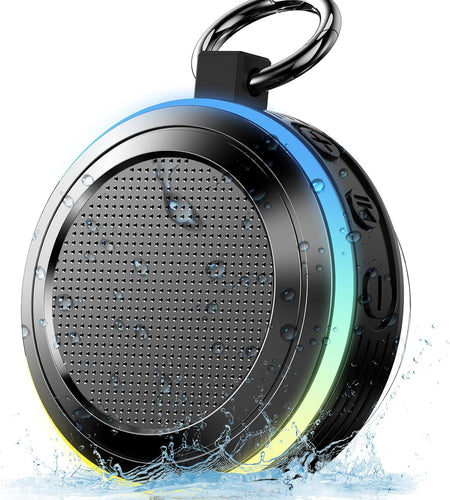 Bluetooth Shower Speaker, Portable Speaker with Subwoofer, IPX7 Waterproof Wireless Speaker, Mini Speaker Stereo with Suction Cups Hook for Beaches, Hiking, Camping, Swimming, Pool Parties