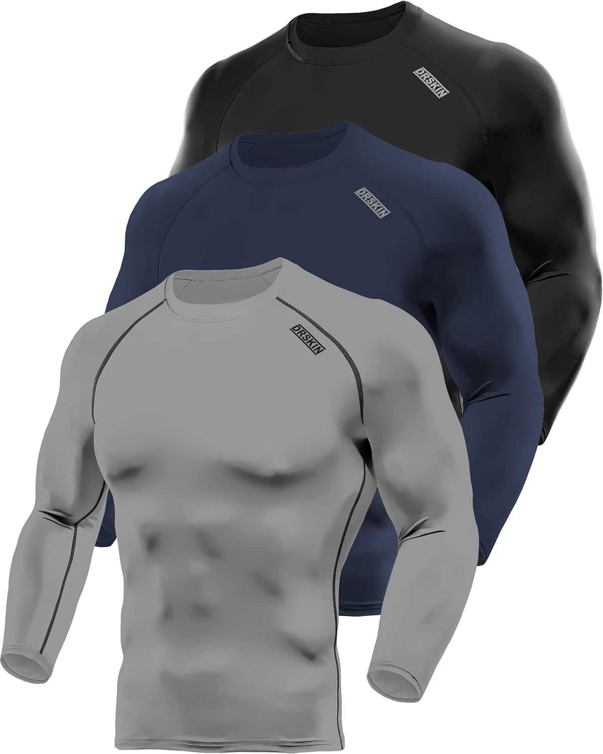 Men'S Long Sleeve Compression Shirts Top Sports Workout Running Athletic Gym Baselayer Dry Cool