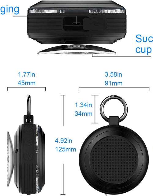 Load image into Gallery viewer, Bluetooth Shower Speaker,  Portable Speaker with Subwoofer, IPX7 Waterproof Wireless Speaker, Mini Speaker Stereo with Suction Cups Hook for Beaches, Hiking, Camping, Swimming, Pool Parties
