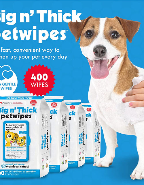 Load image into Gallery viewer, Petwipes – Big 'N Thick Extra Large Pet Wipes for Dogs and Cats – Cleans Face, Ears, Body and Eye Area – Super Convenient, Ideal for Home or Travel
