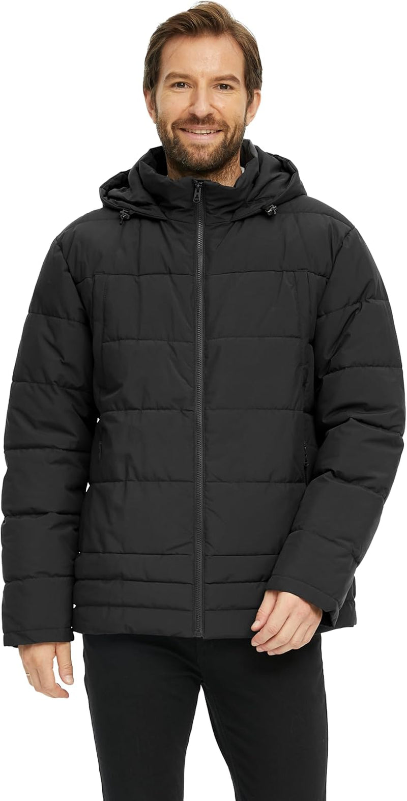Men'S Thicken Puffer Jacket Insulated Water-Resistant Warm Winter Coat with Hood