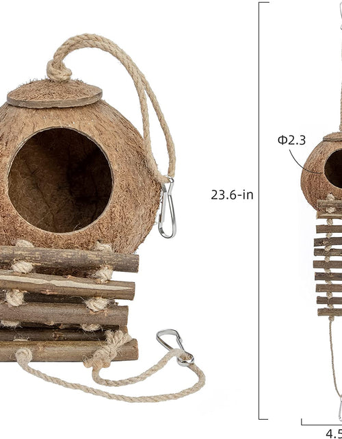 Load image into Gallery viewer, 100% Natural Coconut Hideaway with Ladder, Bird and Small Animal Toy
