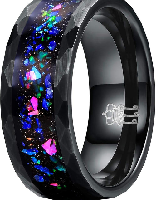 Load image into Gallery viewer, Mens Womens Tungsten Rings 8Mm 4Mm Galaxy Series Created-Opal Inlay Wedding Bands
