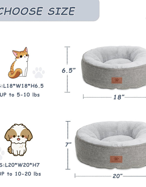 Load image into Gallery viewer, Cat Beds for Indoor Cats,Small Dog Bed,Cuddler Dog Beds,Calming Dog Bed Donut,Soft Anxiety Cozy Pet Beds,Puppy Bed for Small/Medium Dogs Washable round in Grey Color, PET
