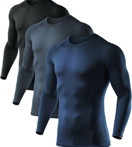 1 or 3 Pack Men'S UPF 50+ Long Sleeve Compression Shirts, Water Sports Rash Guard Base Layer, Athletic Workout Shirt