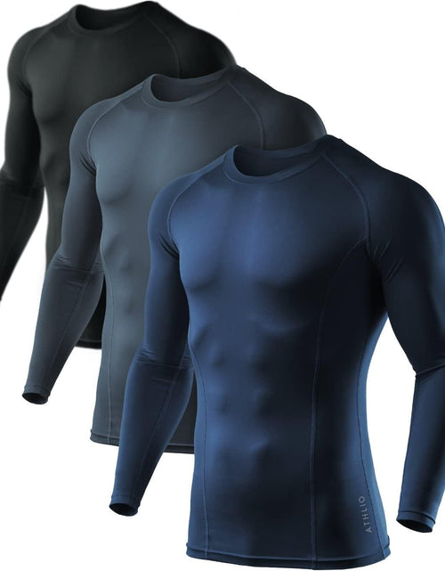 Load image into Gallery viewer, 1 or 3 Pack Men'S UPF 50+ Long Sleeve Compression Shirts, Water Sports Rash Guard Base Layer, Athletic Workout Shirt
