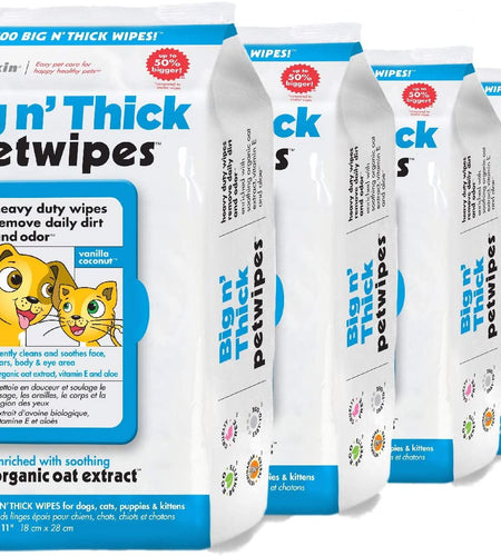 Petwipes – Big 'N Thick Extra Large Pet Wipes for Dogs and Cats – Cleans Face, Ears, Body and Eye Area – Super Convenient, Ideal for Home or Travel