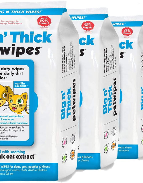 Load image into Gallery viewer, Petwipes – Big 'N Thick Extra Large Pet Wipes for Dogs and Cats – Cleans Face, Ears, Body and Eye Area – Super Convenient, Ideal for Home or Travel
