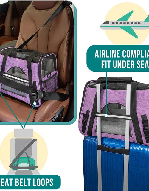 Load image into Gallery viewer, Airline Approved Pet Carrier for Cat, Soft Sided Dog Carrier for Small Dog, Cat Travel Supplies Accessories for Indoor Cat, Ventilated Pet Carrying Bag Medium Kitten Puppy, Large Heather Purple
