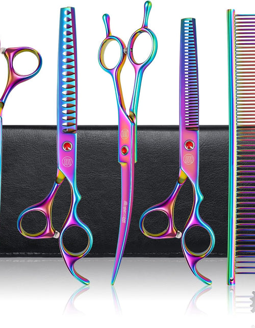 Load image into Gallery viewer, Professional Dog Grooming Scissors Set, 7 Inch/8 Inch Pet Grooming Scissors Chunkers Shears for Dog, Curved Dog Grooming Scissors, Thinning Shears for Dog with Grooming Comb

