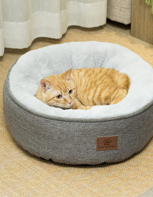 Load image into Gallery viewer, Cat Beds for Indoor Cats,Small Dog Bed,Cuddler Dog Beds,Calming Dog Bed Donut,Soft Anxiety Cozy Pet Beds,Puppy Bed for Small/Medium Dogs Washable round in Grey Color, PET
