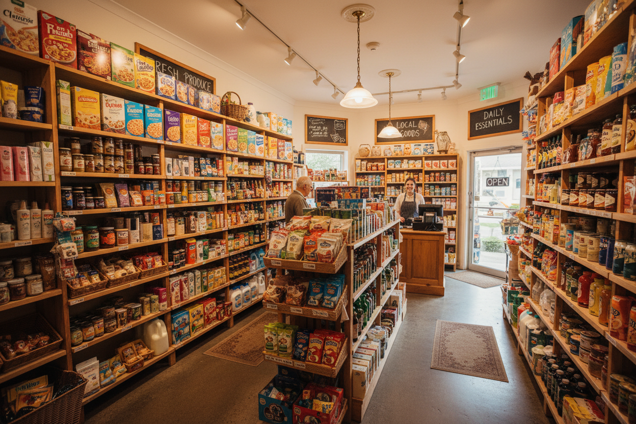 Corner shop interior