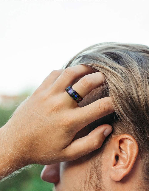 Load image into Gallery viewer, Mens Womens Tungsten Rings 8Mm 4Mm Galaxy Series Created-Opal Inlay Wedding Bands
