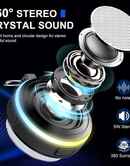 Load image into Gallery viewer, Bluetooth Shower Speaker,  Portable Speaker with Subwoofer, IPX7 Waterproof Wireless Speaker, Mini Speaker Stereo with Suction Cups Hook for Beaches, Hiking, Camping, Swimming, Pool Parties
