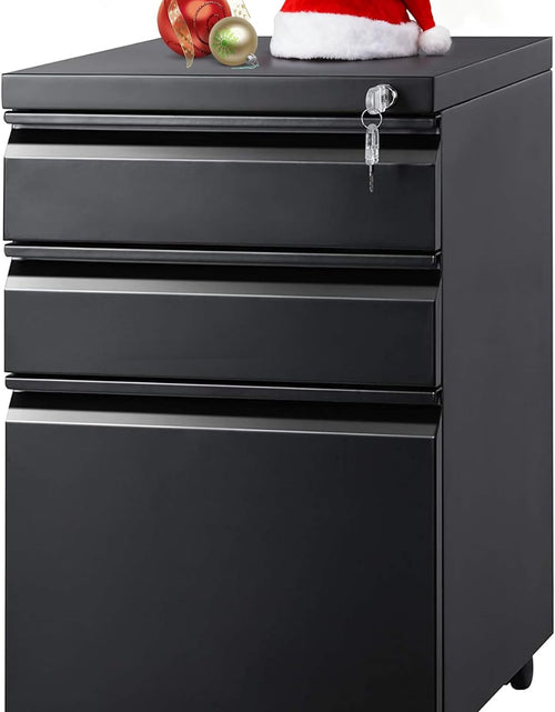 Load image into Gallery viewer, 3 Drawer Mobile File Cabinet under Desk Office, Fully Assembled except Casters, Letter/Legal Size, Black
