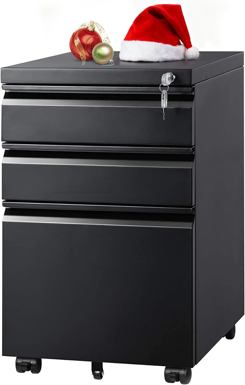 3 Drawer Mobile File Cabinet under Desk Office, Fully Assembled except Casters, Letter/Legal Size, Black