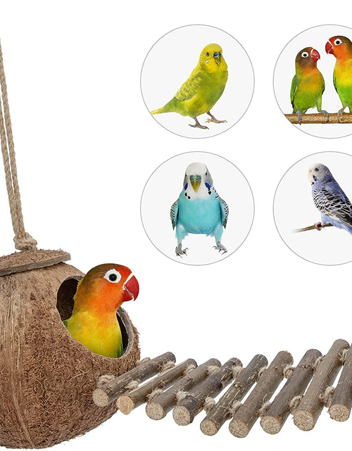 Load image into Gallery viewer, 100% Natural Coconut Hideaway with Ladder, Bird and Small Animal Toy
