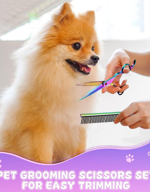 Load image into Gallery viewer, Professional Dog Grooming Scissors Set, 7 Inch/8 Inch Pet Grooming Scissors Chunkers Shears for Dog, Curved Dog Grooming Scissors, Thinning Shears for Dog with Grooming Comb
