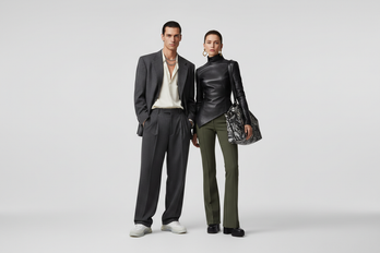 Man and woman in trendy clothing